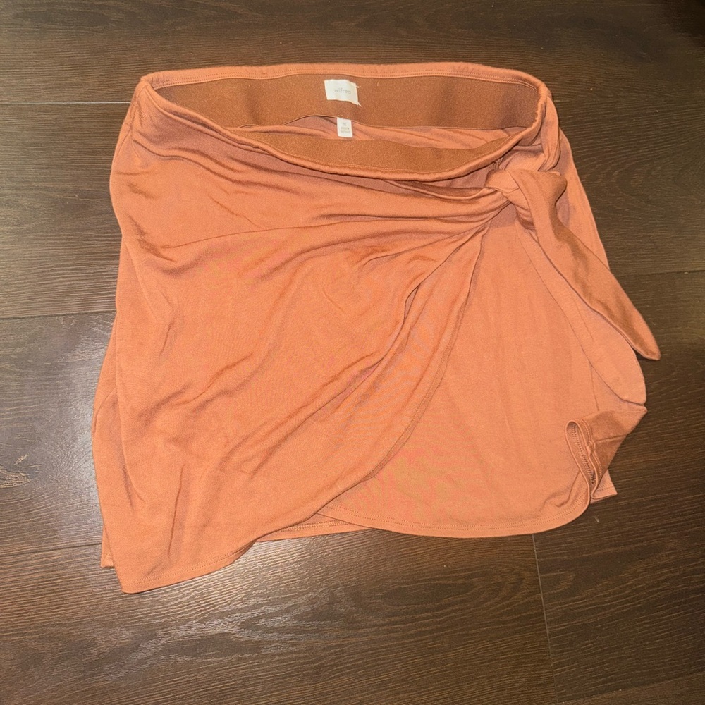 Wilfred Brown Asymmetrical Wrap Mini Skirt